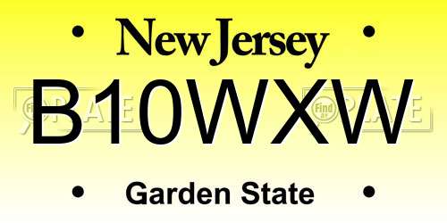 B10WXW New Jersey License Plate