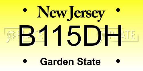 B115DH New Jersey License Plate