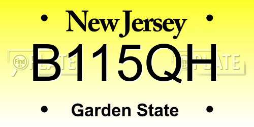 B115QH New Jersey License Plate