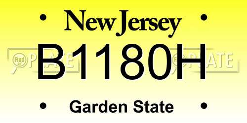 B1180H New Jersey License Plate