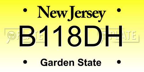 B118DH New Jersey License Plate