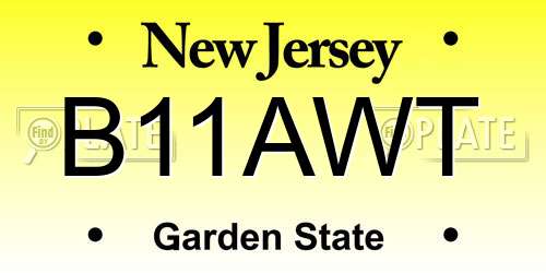 B11AWT New Jersey License Plate