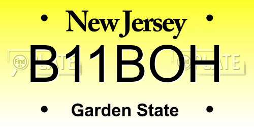 B11BOH New Jersey License Plate