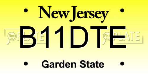 B11DTE New Jersey License Plate
