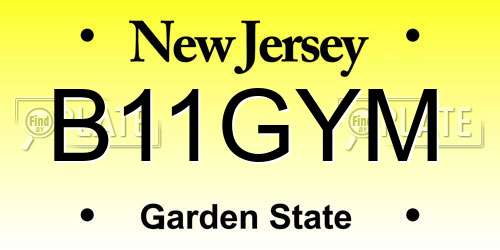 B11GYM New Jersey License Plate