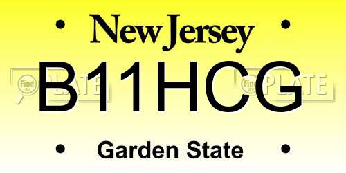 B11HCG New Jersey License Plate
