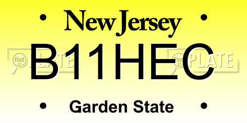 B11HEC New Jersey License Plate