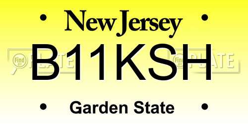 B11KSH New Jersey License Plate