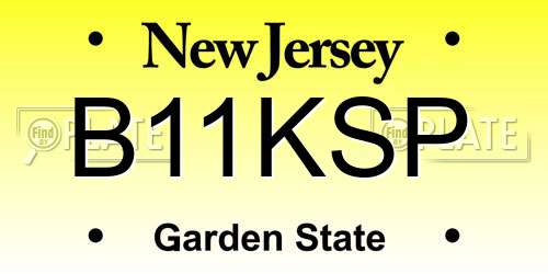 B11KSP New Jersey License Plate