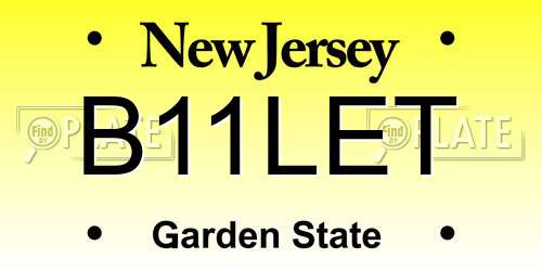 B11LET New Jersey License Plate