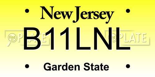 B11LNL New Jersey License Plate