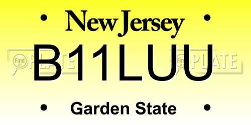B11LUU New Jersey License Plate