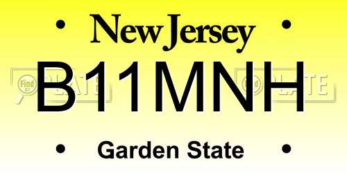B11MNH New Jersey License Plate