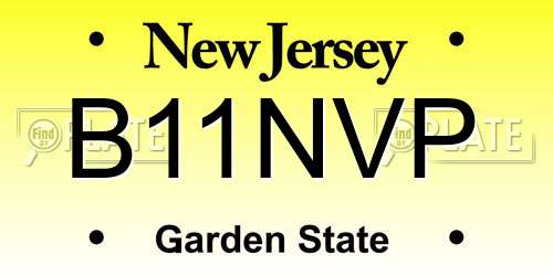 B11NVP New Jersey License Plate
