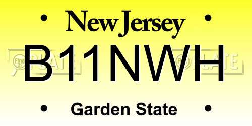 B11NWH New Jersey License Plate
