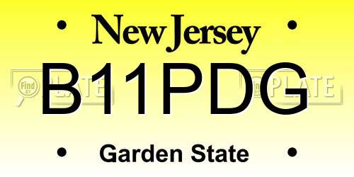 B11PDG New Jersey License Plate