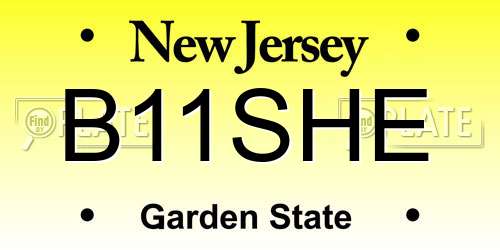 B11SHE New Jersey License Plate