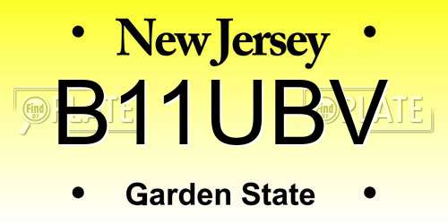 B11UBV New Jersey License Plate