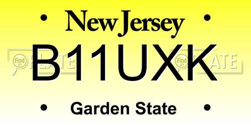 B11UXK New Jersey License Plate