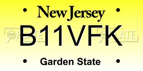 B11VFK New Jersey License Plate