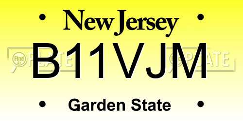 B11VJM New Jersey License Plate