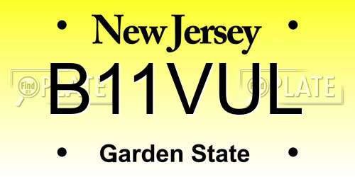 B11VUL New Jersey License Plate