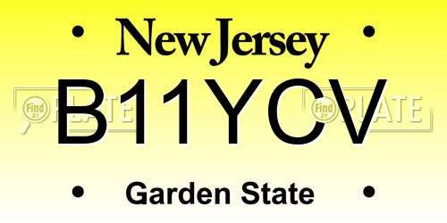 B11YCV New Jersey License Plate