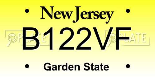 B122VF New Jersey License Plate