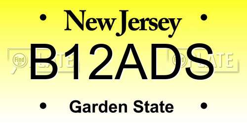 B12ADS New Jersey License Plate