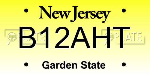 B12AHT New Jersey License Plate