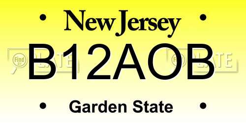 B12AOB New Jersey License Plate