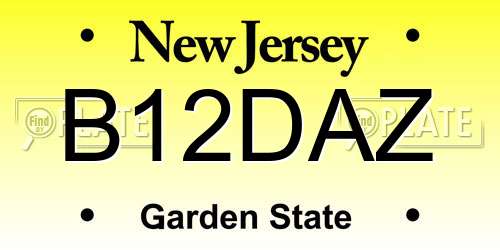 B12DAZ New Jersey License Plate