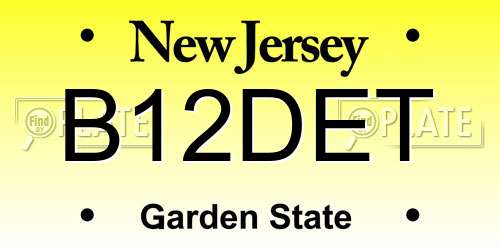 B12DET New Jersey License Plate