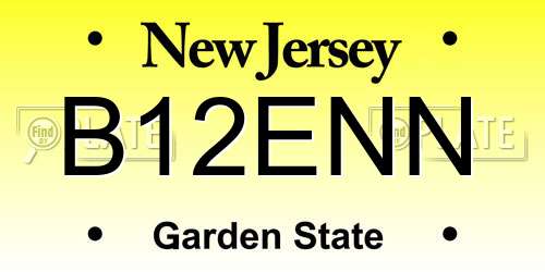 B12ENN New Jersey License Plate