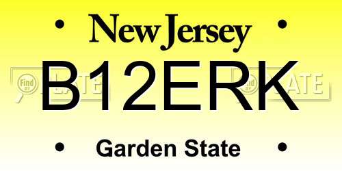 B12ERK New Jersey License Plate