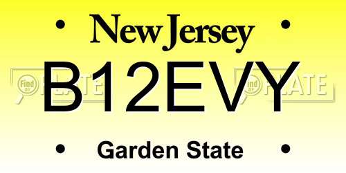 B12EVY New Jersey License Plate