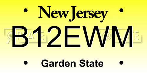 B12EWM New Jersey License Plate