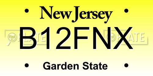 B12FNX New Jersey License Plate