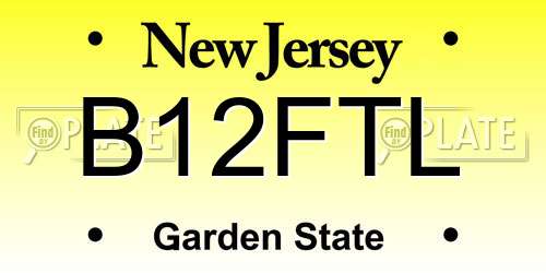 B12FTL New Jersey License Plate