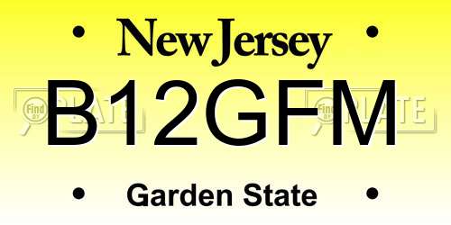 B12GFM New Jersey License Plate
