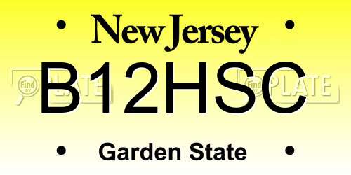 B12HSC New Jersey License Plate