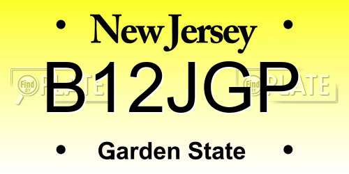 B12JGP New Jersey License Plate