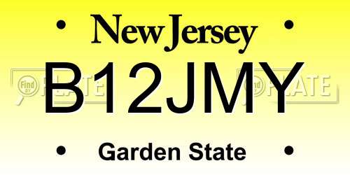 B12JMY New Jersey License Plate