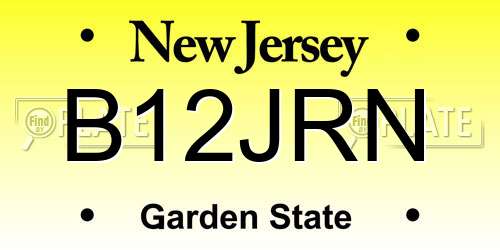 B12JRN New Jersey License Plate