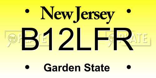 B12LFR New Jersey License Plate