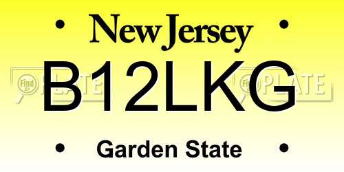 B12LKG New Jersey License Plate