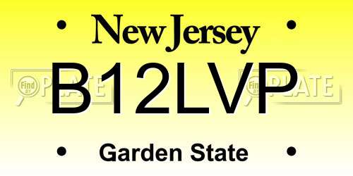 B12LVP New Jersey License Plate
