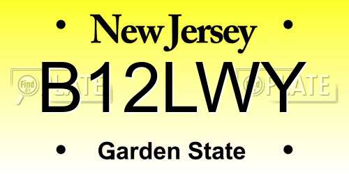 B12LWY New Jersey License Plate