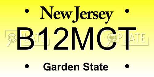 B12MCT New Jersey License Plate
