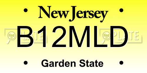 B12MLD New Jersey License Plate